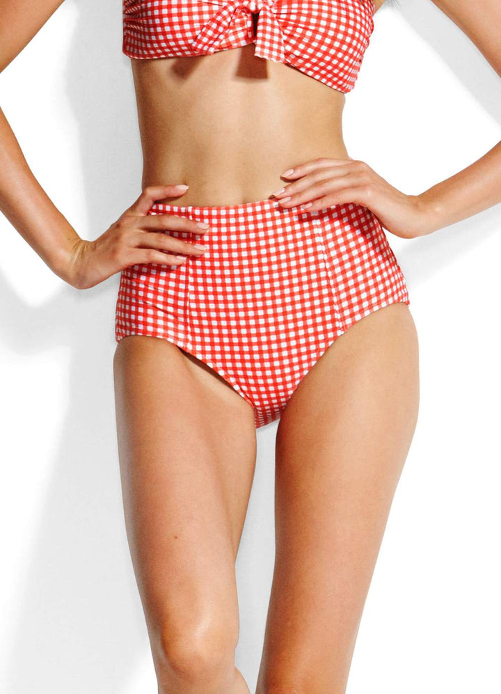 CAPRI CHECK HIGH WAISTED BIKINI PANTS