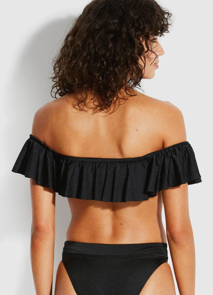 SHINE ON COLD SHOULDER FRILl BANDEAU BIKINI TOP