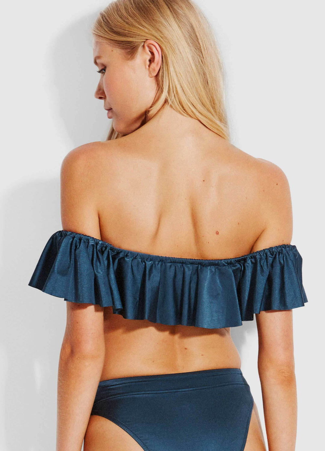 SHINE ON COLD SHOULDER FRILl BANDEAU BIKINI TOP